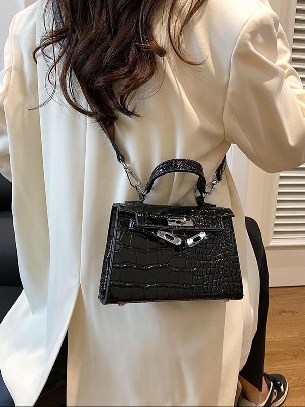 Fashionable Crocodile Embossed Handbag, Casual Versatile Shoulder Bag for Women, Trendy All-match Commuter Bag for Daily Used