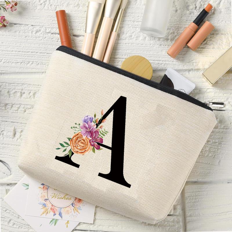 Letter Pattern Makeup Bag, Portable Cosmetic Storage Bag, Zipper Makeup Organizer Pouch, Versatile Storage Bag for Travel, Daily Use