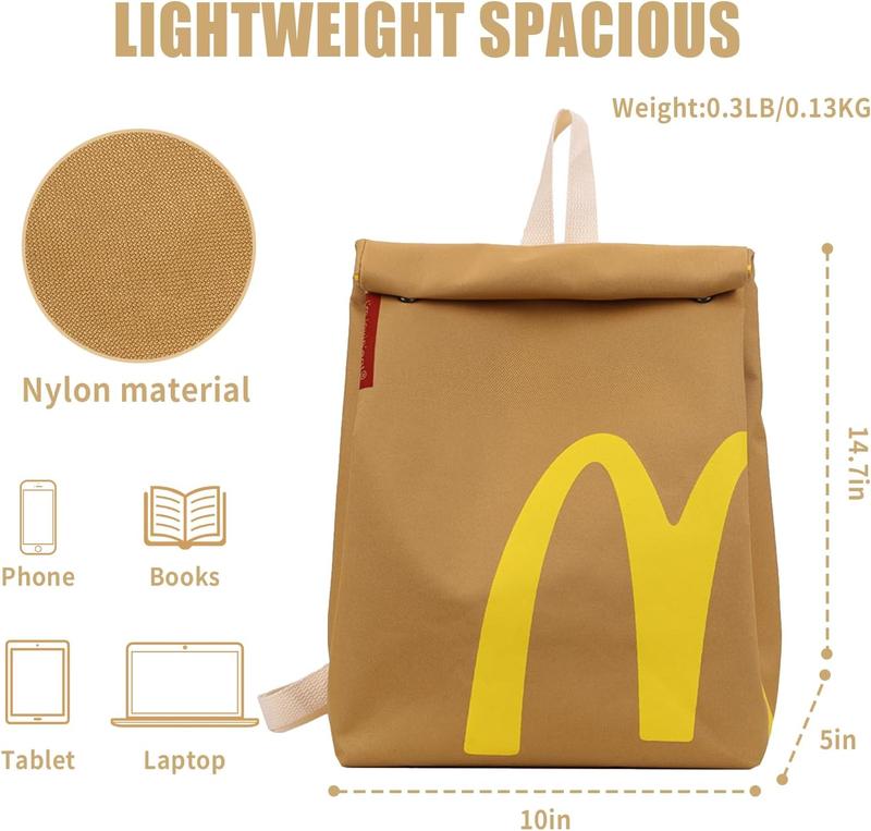 McDonald's Backpack Lightweight Knapsack School Crossbody Shoulder Bag for Men Women