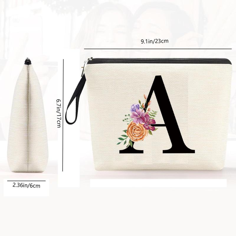 Letter Pattern Makeup Bag, Portable Cosmetic Storage Bag, Zipper Makeup Organizer Pouch, Versatile Storage Bag for Travel, Daily Use