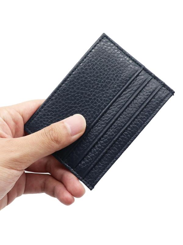 Women's Genuine Leather Plain Color Card Holder, Casual Trendy Slip On Card Holder, Fashionable Card Holder For Daily Use