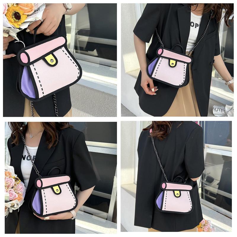 2D Cartoon Crossbody Bag Creative Cute Handbag 3D Style,Shoulder Bag Cute Shoulder Bag  Cartoon Shoulder Bag Cute Tote Bag Cute Bag for Women Girls Teens