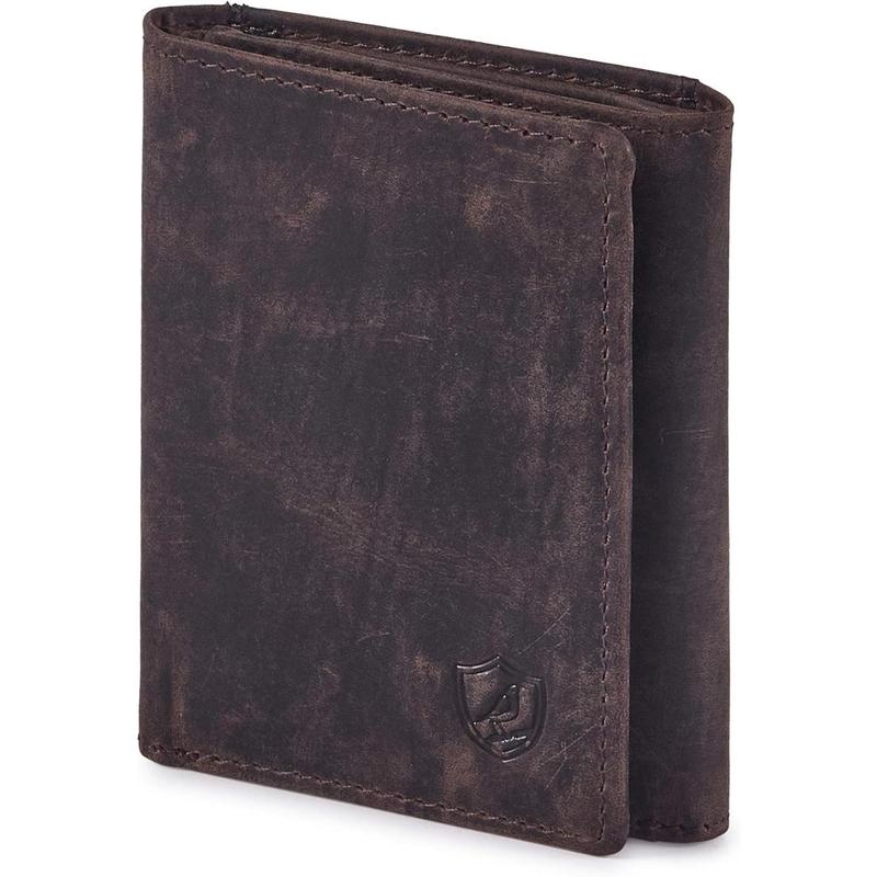 Wallet for Men Trifold Real Leather RFID Blocking Credit Card Case with ID Window in Gift Box