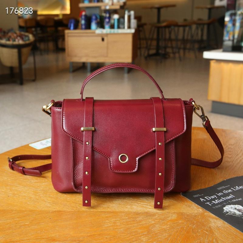 [Genuine leather] F17-First layer cowhide genuine leather women's bag handbag shoulder bag messenger bag large capacity retro commuter bag versatile Cambridge bag