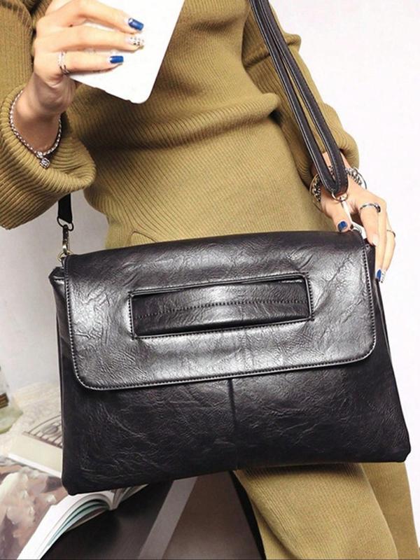 Women's Fashion Solid Color Wristlet, Casual Large Capacity Shoulder Bag for Daily Used, Trendy Versatile High-quality Daily Commuting Bag