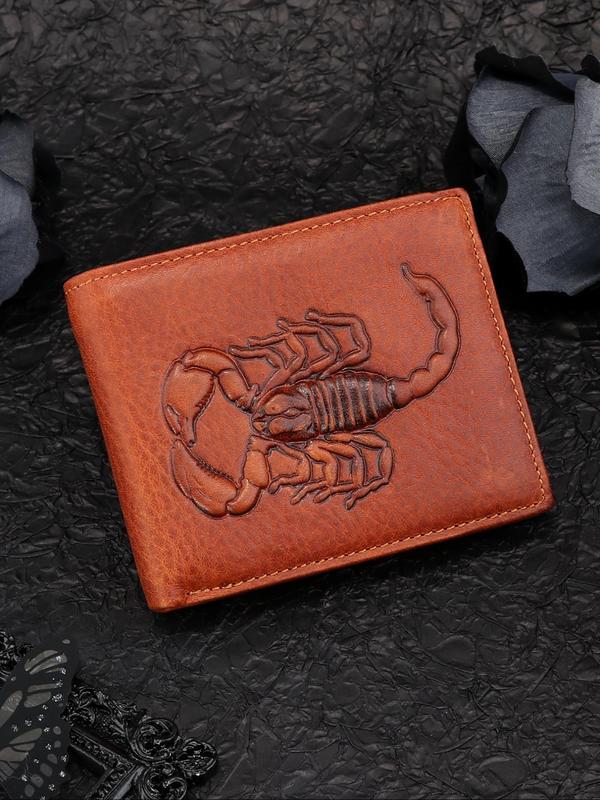 Men's Business Fashion Scorpion Embossed Short Wallet, Casual Trendy Wallet with Card Slots, Fashionable Wallet for Daily Use