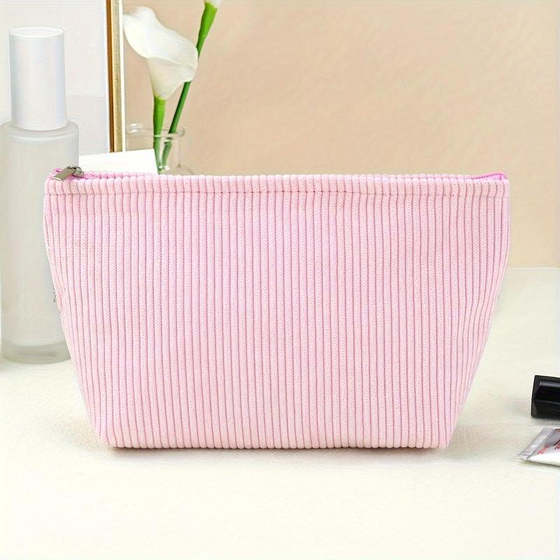 Corduroy Makeup Bag, Spacious Cosmetic Organizer, Non-waterproof Nylon Makeup Bag, Versatile Storage Bag for Travel, Gym, Office, Home