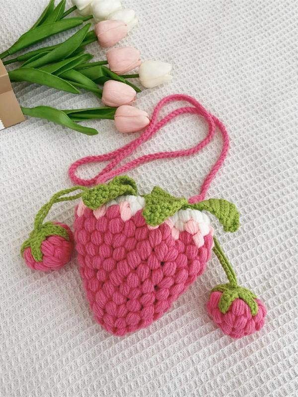 Women's Cute Strawberry Design Crossbody Bag, Creative Novelty Handbag, Fashionable Kawaii Versatile Crossbody Bag for Daily Use for Women & Girls