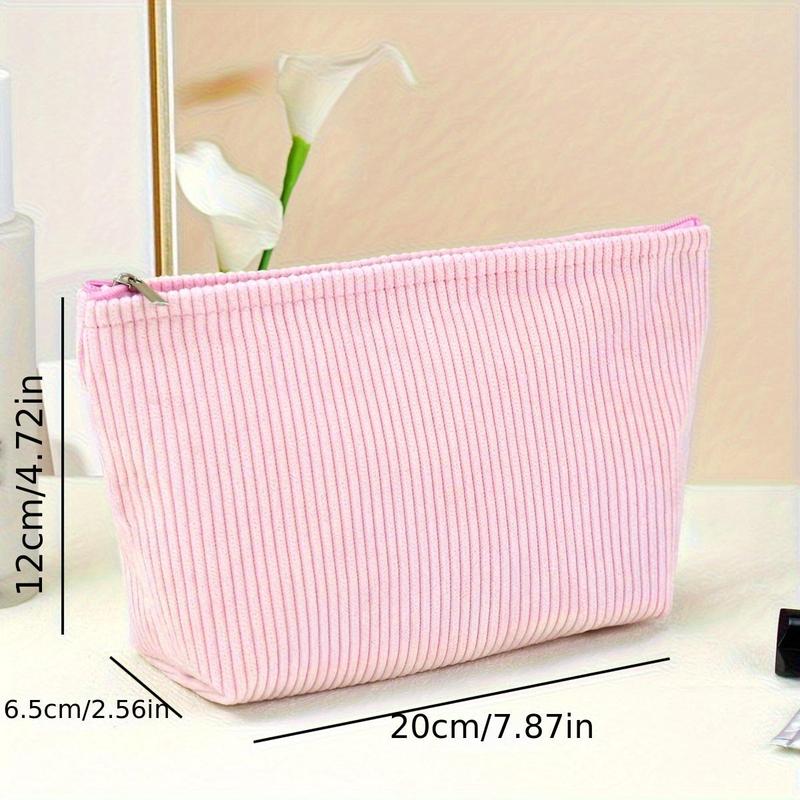 Corduroy Makeup Bag, Spacious Cosmetic Organizer, Non-waterproof Nylon Makeup Bag, Versatile Storage Bag for Travel, Gym, Office, Home