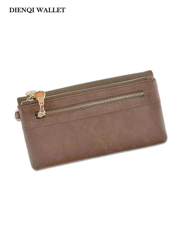 Women's Solid Color Zipper Long Wallet, Fashionable PU Leather Clutch Purse for Daily Used, Casual Trendy Versatile High-quality Daily Commuting Bag