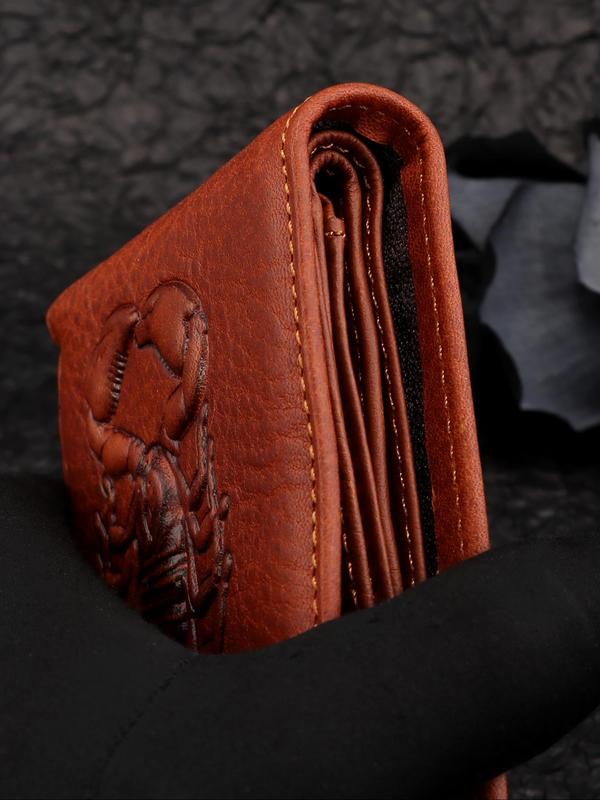 Men's Business Fashion Scorpion Embossed Short Wallet, Casual Trendy Wallet with Card Slots, Fashionable Wallet for Daily Use