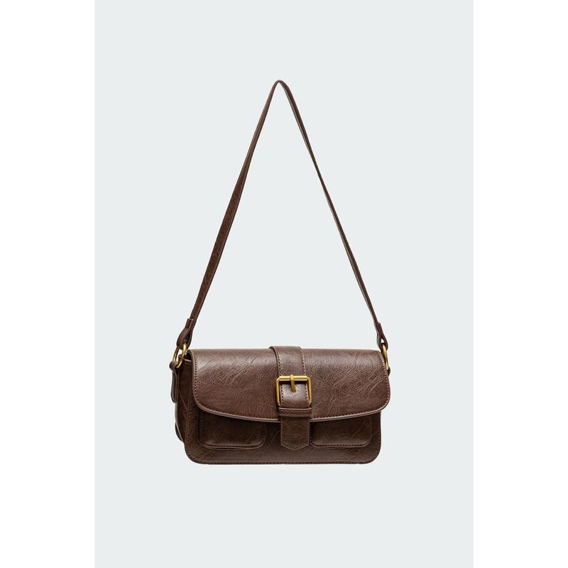 Faux Leather Buckle Bag