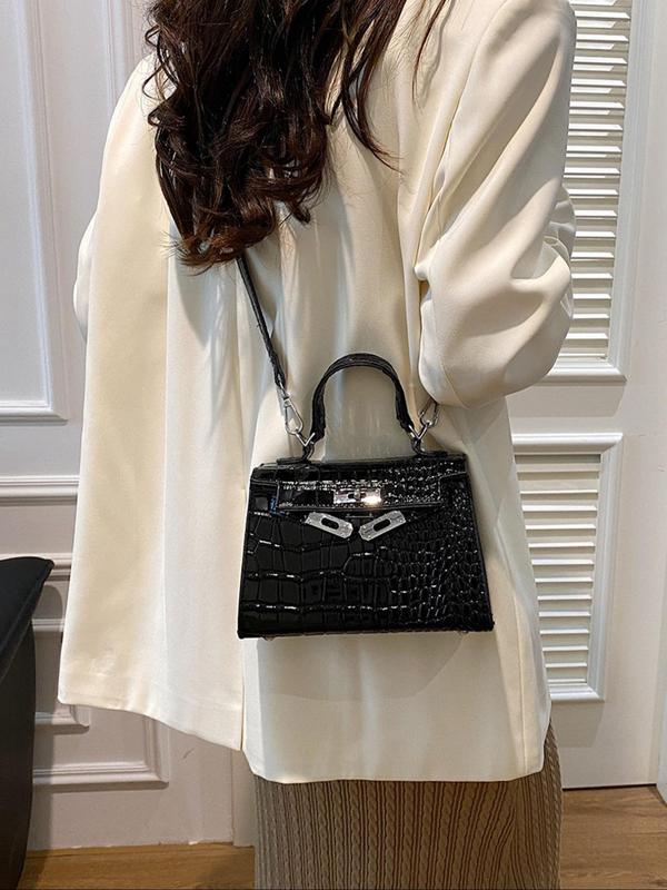 Fashionable Crocodile Embossed Handbag, Casual Versatile Shoulder Bag for Women, Trendy All-match Commuter Bag for Daily Used