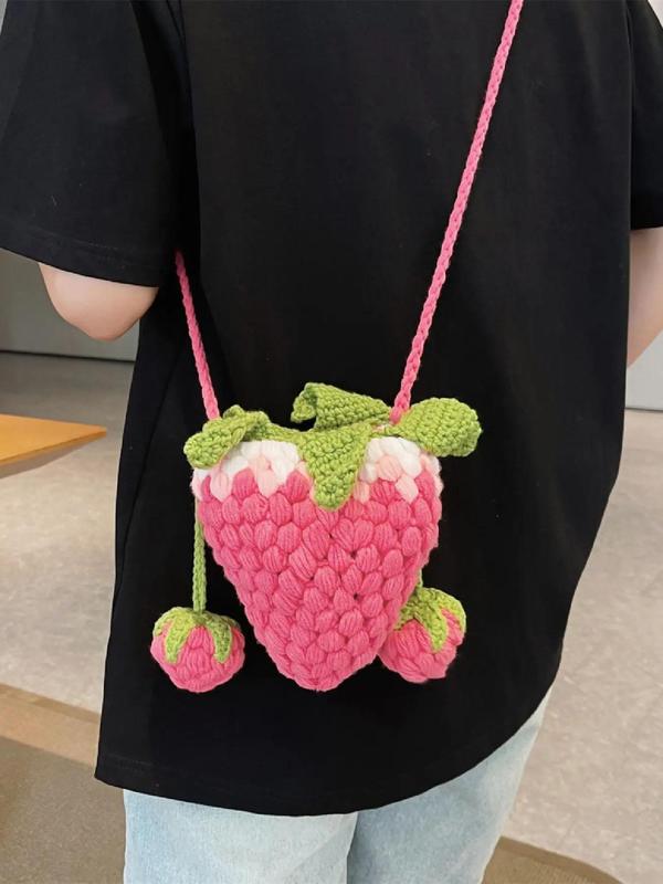 Women's Cute Strawberry Design Crossbody Bag, Creative Novelty Handbag, Fashionable Kawaii Versatile Crossbody Bag for Daily Use for Women & Girls