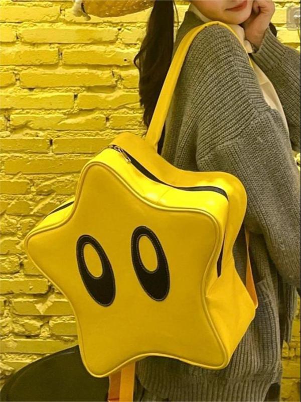 Cute Star & Big Eye Design Backpack,  Novelty Backpack for Daily Use, Trendy All-match Backpack for Women & Men