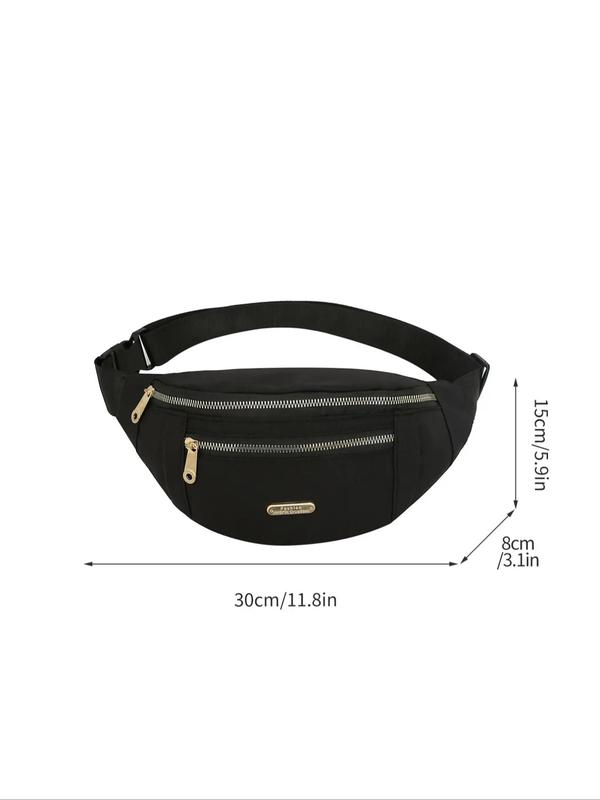 Women's Solid Color Zipper Fanny Pack, 2024 New Style Fashionable Large Capacity Sling Bag for Daily Used, Casual Trendy Versatile High-quality Daily Commuting Bag