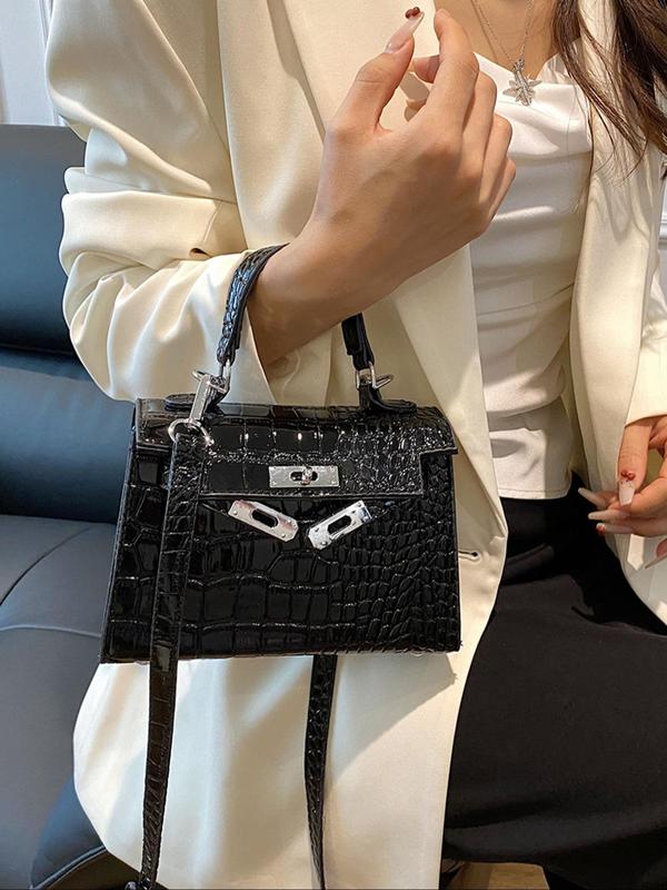 Fashionable Crocodile Embossed Handbag, Casual Versatile Shoulder Bag for Women, Trendy All-match Commuter Bag for Daily Used