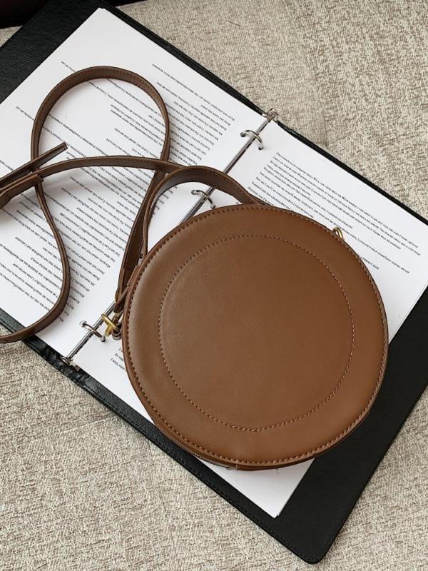 Women's Fashionable Round Shaped Handbag, Casual PU Leather Zipper Shoulder Bag for Daily Used, Trendy Versatile High-quality Daily Commuting Bag, Shopping Bag