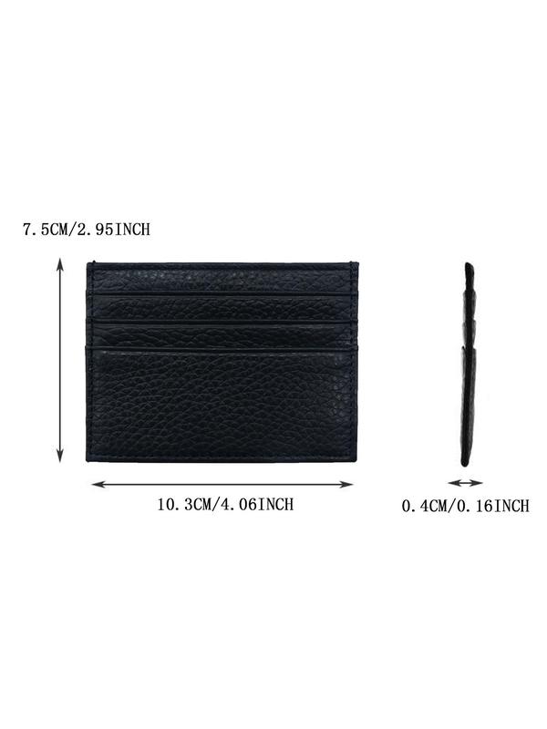 Women's Genuine Leather Plain Color Card Holder, Casual Trendy Slip On Card Holder, Fashionable Card Holder For Daily Use