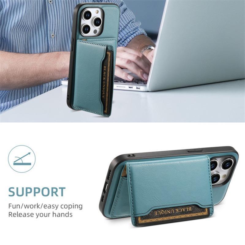 Magnetic Card Holder, Multifunction PU Leather Wallet Design Card Holder, Phone Accessories Compatible with iPhone 12 13 14 15 16 Pro Max