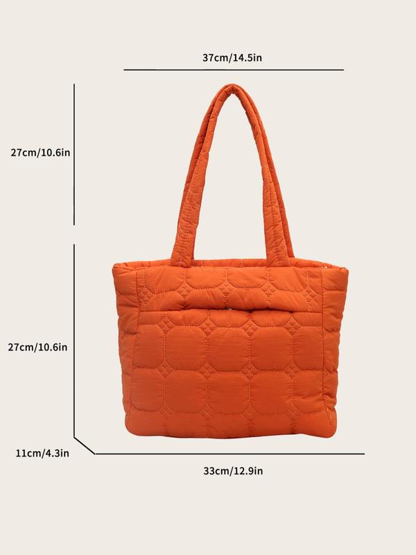 Fashionable Casual Solid Quilted Everything Tote Bag, Fall Simple Plain Large Capacity Shoulder Bag for Women, Puffer Tote Bag for Daily Use, Trendy Matching Commuter Work Bag Purses for Office