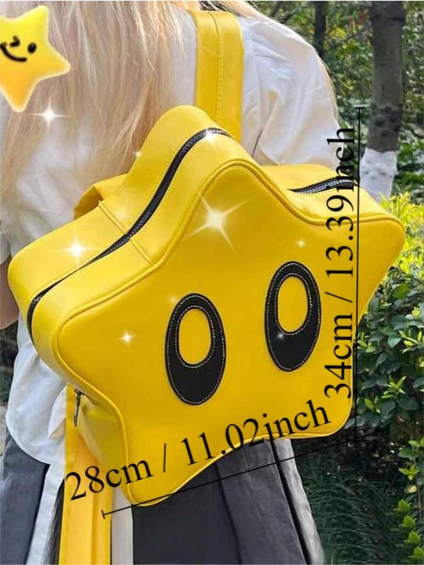 Cute Star & Big Eye Design Backpack,  Novelty Backpack for Daily Use, Trendy All-match Backpack for Women & Men