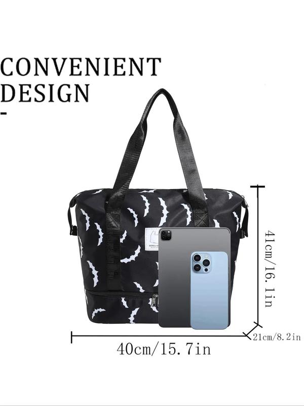 Women's Random Bat Pattern Tote Bag, Large Capacity Weekender Duffel Travel Bag with Wet Pocket Shoe Compartment, Lightweight Carry on Luggage Bag for Sports Gym, Women's Bag for Daily Life