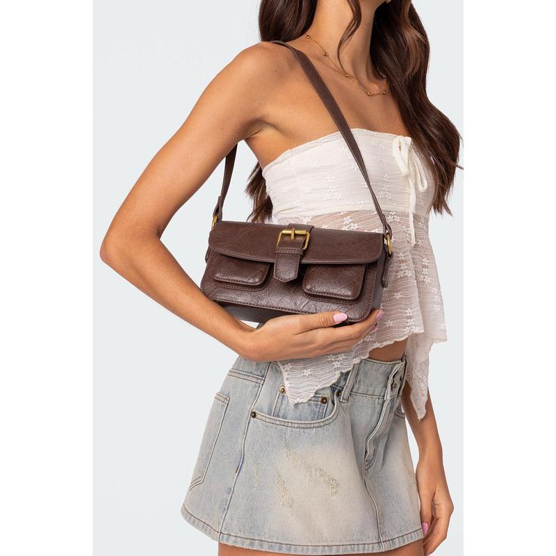 Faux Leather Buckle Bag