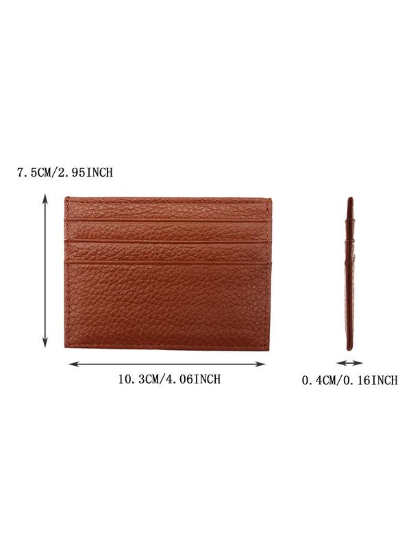 Women's Genuine Leather Plain Color Card Holder, Casual Trendy Slip On Card Holder, Fashionable Card Holder For Daily Use