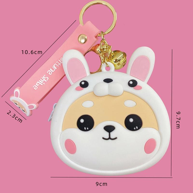 Shiba Inu Cute Purse Coin Bag Change Holder with Zipper Keychain for Women Girls