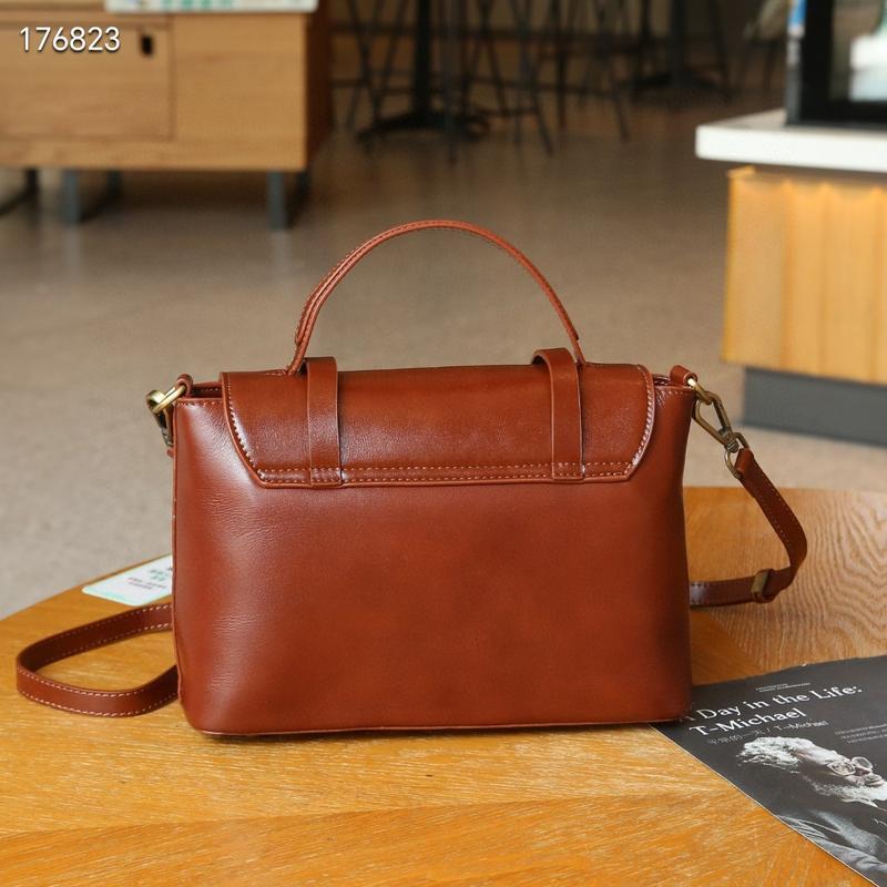 [Genuine leather] F17-First layer cowhide genuine leather women's bag handbag shoulder bag messenger bag large capacity retro commuter bag versatile Cambridge bag