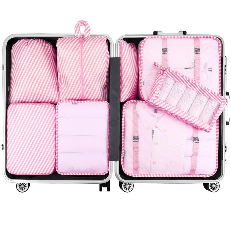 Mossio 8 Set Packing Cubes with Shoe Bag - Travel Luggage Organizer for Suitcase Clothes Storage Bag