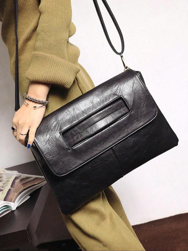 Women's Fashion Solid Color Wristlet, Casual Large Capacity Shoulder Bag for Daily Used, Trendy Versatile High-quality Daily Commuting Bag