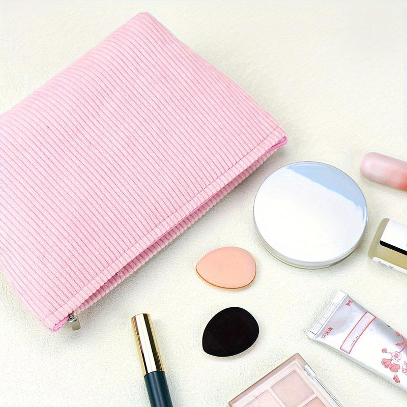 Corduroy Makeup Bag, Spacious Cosmetic Organizer, Non-waterproof Nylon Makeup Bag, Versatile Storage Bag for Travel, Gym, Office, Home