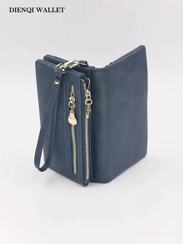 Women's Solid Color Zipper Long Wallet, Fashionable PU Leather Clutch Purse for Daily Used, Casual Trendy Versatile High-quality Daily Commuting Bag