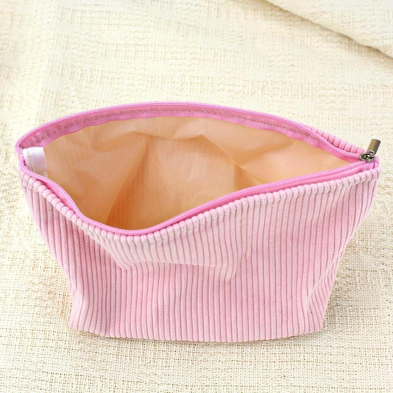 Corduroy Makeup Bag, Spacious Cosmetic Organizer, Non-waterproof Nylon Makeup Bag, Versatile Storage Bag for Travel, Gym, Office, Home