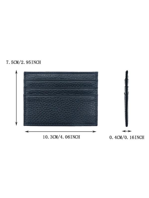 Women's Genuine Leather Plain Color Card Holder, Casual Trendy Slip On Card Holder, Fashionable Card Holder For Daily Use