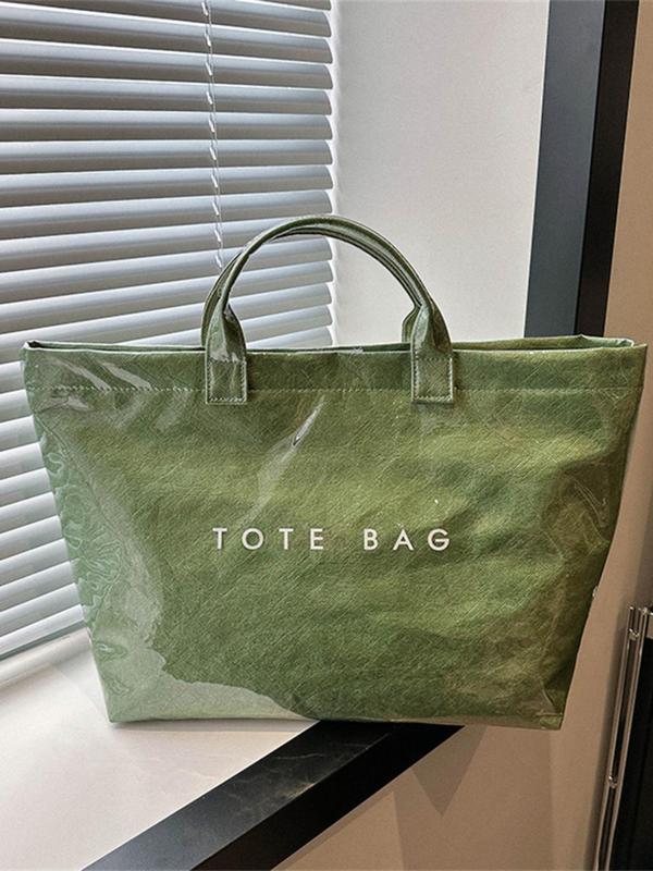 Letters Print Tote Bag, Large Capacity Handbag for Women, Casual Trendy Versatile High-quality Daily Commuting Bag, Girl Fashionable Shopping Bag