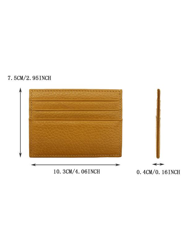 Women's Genuine Leather Plain Color Card Holder, Casual Trendy Slip On Card Holder, Fashionable Card Holder For Daily Use