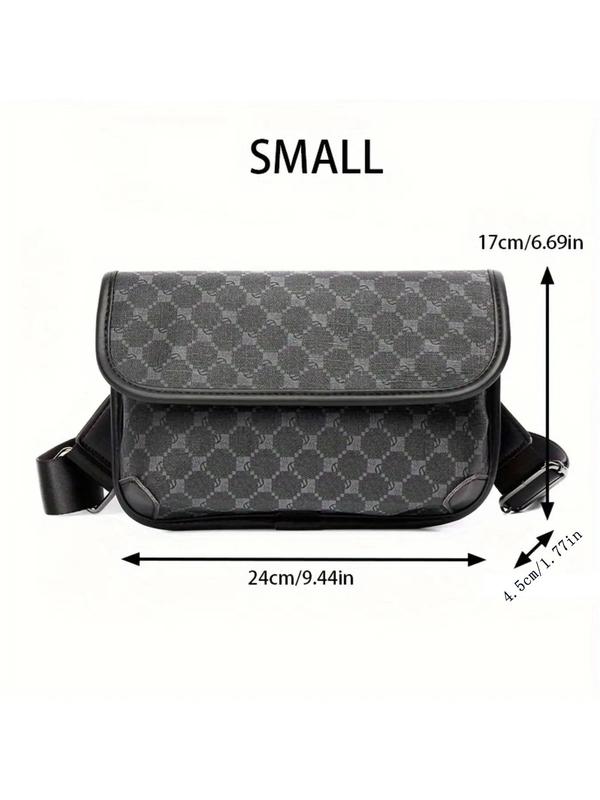 Men's Fashionable Geometric Pattern Crossbody Bag, Casual PU Leather Shoulder Bag for Daily Used, Trendy Versatile High-quality Daily Commuting Bag