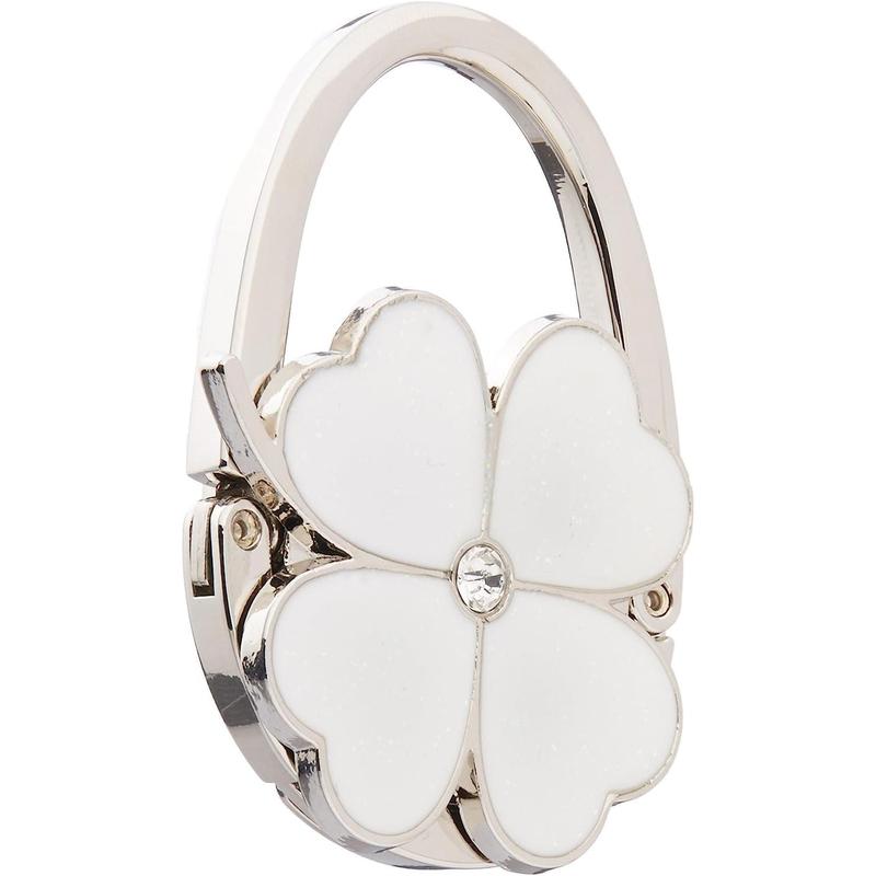 Clover Design Foldable Handbag Hanger Folding Purse Table Hook Holder(White)