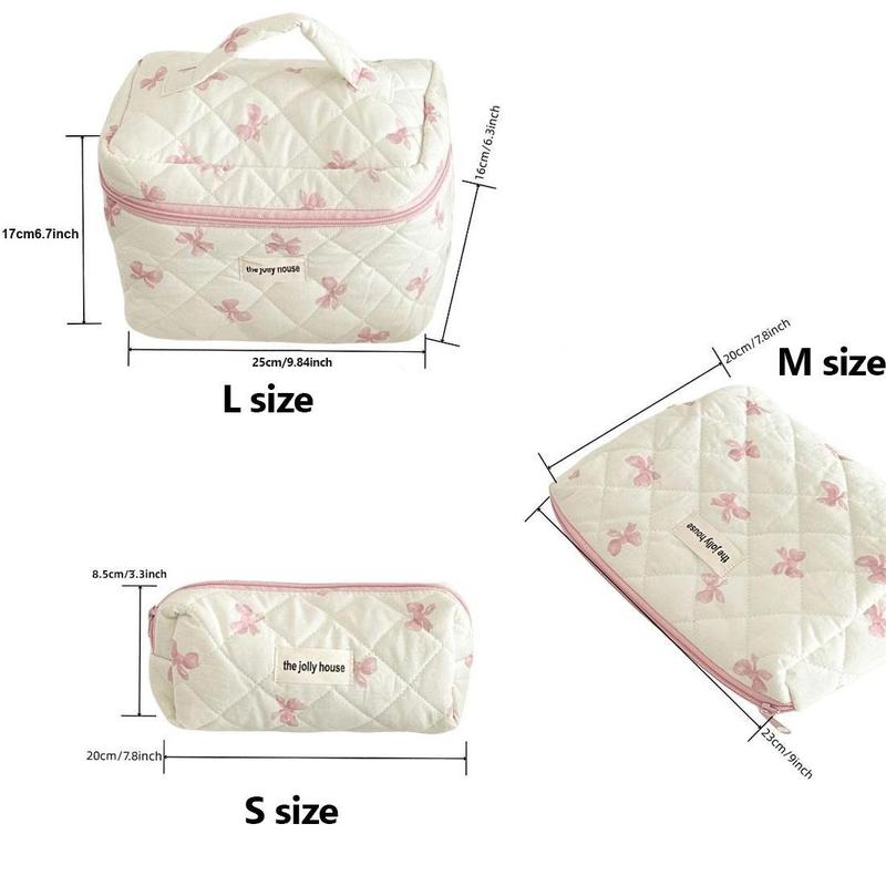 Cartoon Bow Pattern Makeup Bag, 1 Count Large Capacity Cosmetic Storage Bag, Portable Zipper Makeup Organizer Pouch for Travel