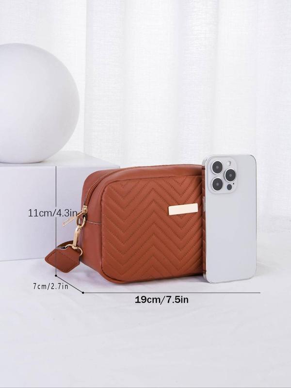 Women's Elegant Quilted Square Crossbody Bag, Classic Minimalist Zipper Crossbody Bag, Fashionable All-match Crossbody Bag for Daily Life, Fall Outfits, Fall Freshness