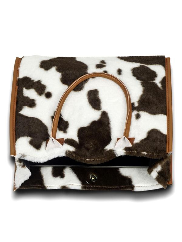 Fashion Fluffy Plush Cow Print Tote Bag, Casual Large Capacity Shoulder Bag For Women, Retro Contrast Binding Shoulder Bag for Commuters and Students