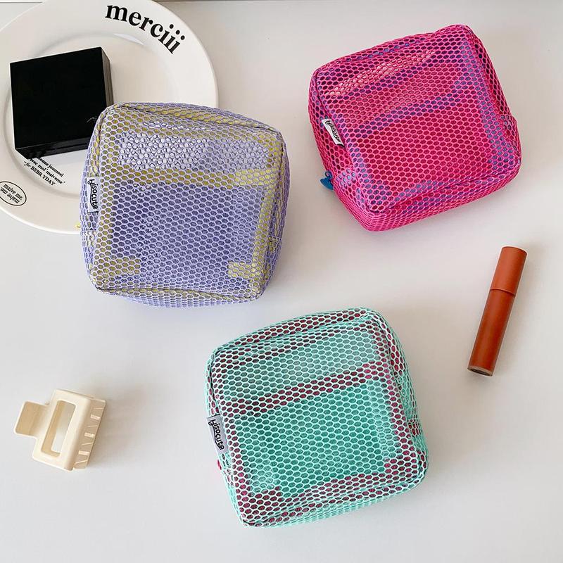 Mesh Makeup Bag, 1 Count Portable Cosmetic Storage Bag, Zipper Makeup Organizer Pouch, Storage Bag for Skincare, Lotion, Cream, Lip Balm, Eyeliners