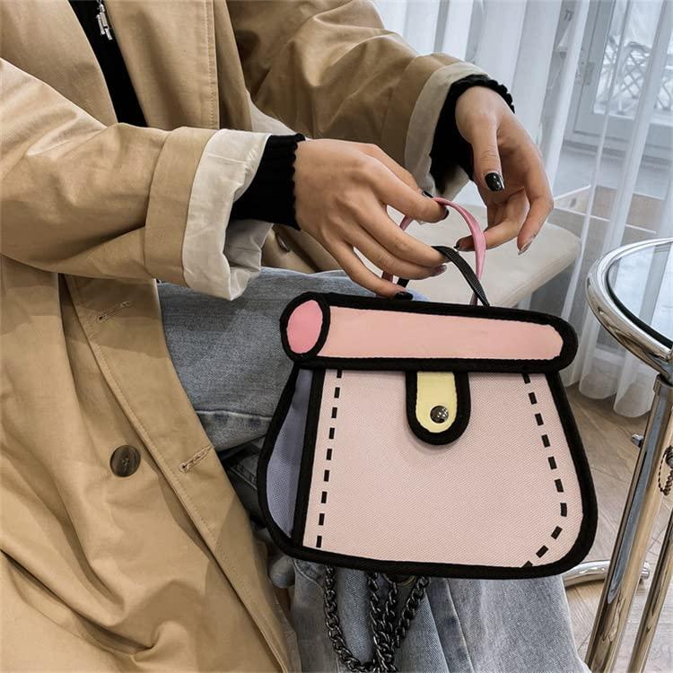 2D Cartoon Crossbody Bag Creative Cute Handbag 3D Style,Shoulder Bag Cute Shoulder Bag  Cartoon Shoulder Bag Cute Tote Bag Cute Bag for Women Girls Teens