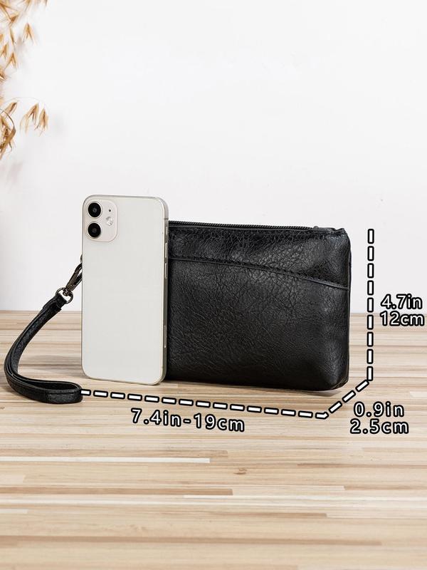 Minimalist Elegant Plain Portable Wristlet Bag, Retro All-match Zipper Clutch Bag, Designer Bag for Women for Work Office & Daily Used