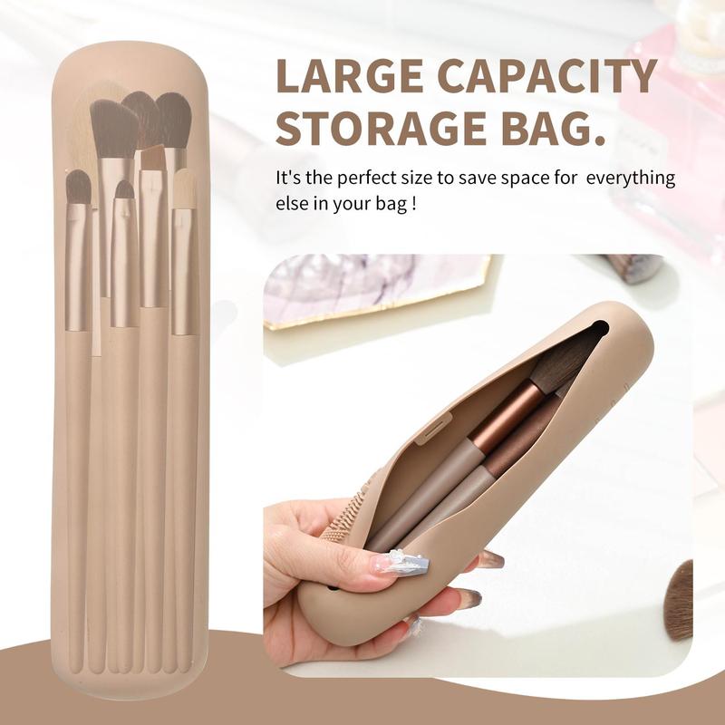 Portable Makeup Brush Holder, Silicone Makeup Brush Holder, Travel Cosmetic Organizer for Women