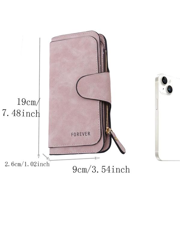 Women's Minimalist Elegant Long Wallet, Simple Design Long Wallet, Fashion Letter Design Zipper Long Wallet for Daily Used