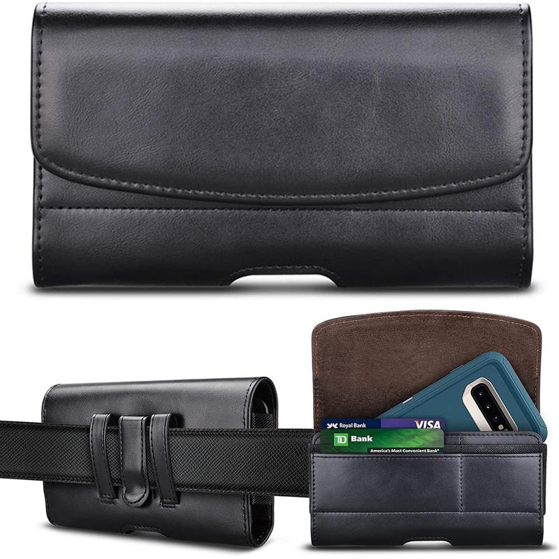 PU Leather Phone Holster with Belt Loop for iPhone 15 Pro 14 Pro, 13 Pro, 12, 11, Xr, Galaxy S23, S22, S21 FE, S21,S20, Belt Phone Holder for Men, Belt Clip Case